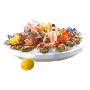 Plateau PS blanc fruits de mer diam 35cm H4.8cm
